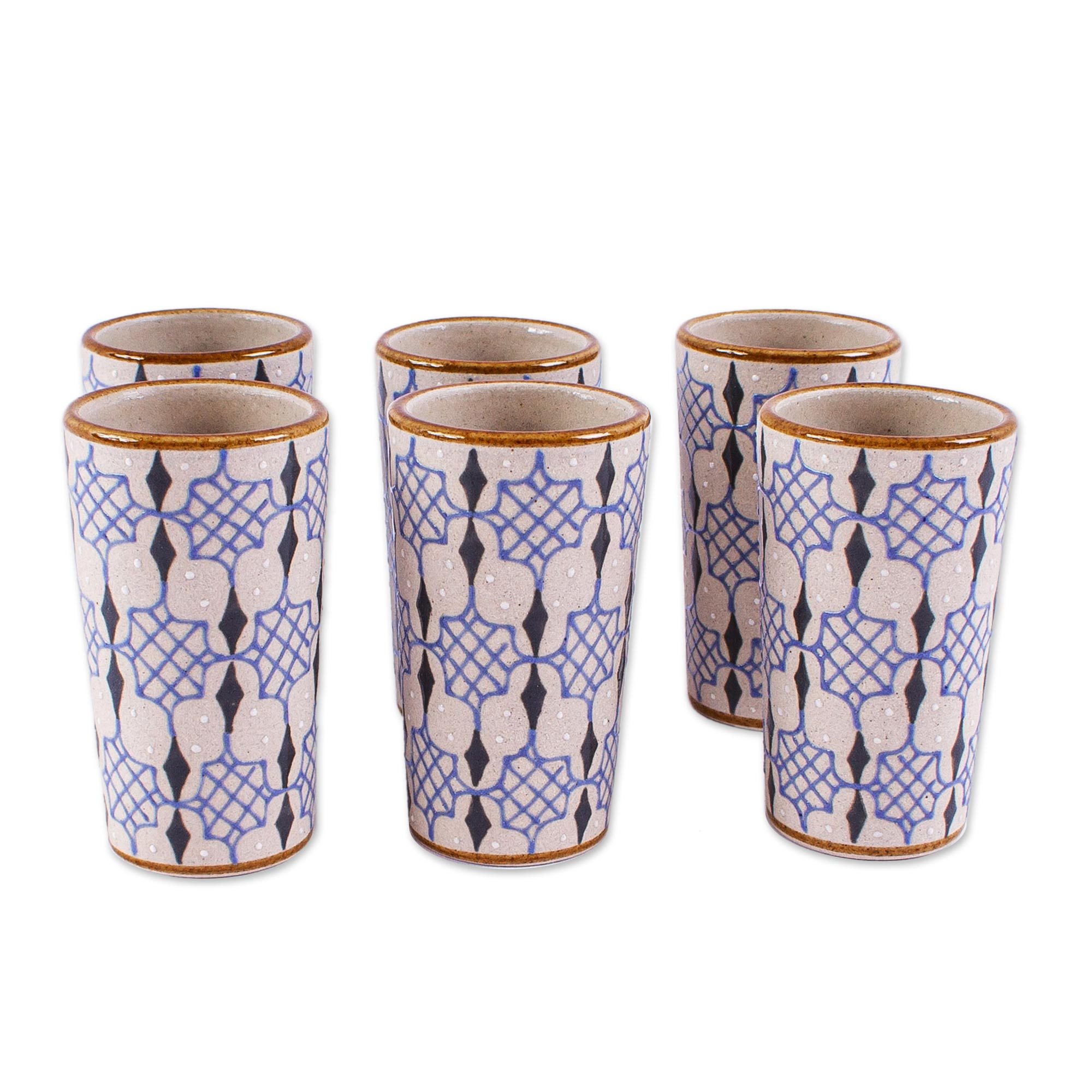 Handmade Ceramic Tequila Decanter and Cups (6)  of Dew NOVICA
