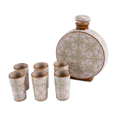 Handmade Ceramic Tequila Decanter and Cups (6)