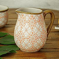 Featured review for Ceramic pitcher, Flourish in Coral