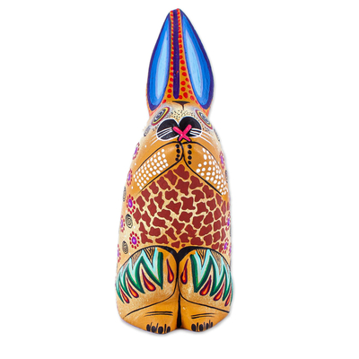 Wood alebrije figurine, 'Magical Rabbit' - Copal Wood Rabbit Alebrije Figurine from Mexico