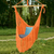 Cotton hammock swing, 'Sea Breezes in Orange' - Orange Fringed Cotton Rope Mayan Hammock Swing from Mexico thumbail