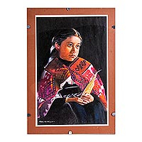 'Niña del maíz' (2021) - Retrato firmado y montado de una niña tenejapa de México