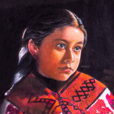 'Girl of the Corn' (2021) - Retrato firmado y montado de una niña tenejapa de México