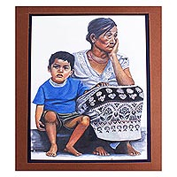 Giclee print, 'Que Sera' - Giclee Print of a Woman and Child Waiting from Mexico