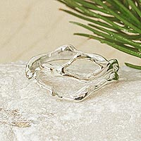 Sterling silver band ring, 'Abstract Embrace' - High Polished Sterling Silver Ring from Mexico