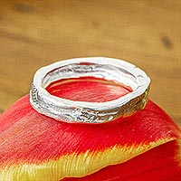Sterling silver band ring, 'Taxco Textures' - Textured Sterling Silver Ring from Mexico