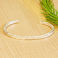 Sterling silver cuff bracelet, 'Slender Elegance' - Sterling Silver Cuff Bracelet from Mexico