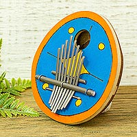 Coconut shell thumb piano, 'Sounds of the Night' - Mexican Handcrafted Coconut Shell Kalimba Thumb Piano