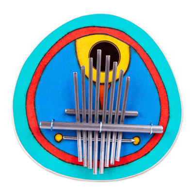 Turquoise and Royal Blue Kalimba Thumb Piano from Mexico
