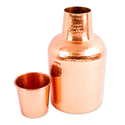 Hammered Copper Carafe and Cup