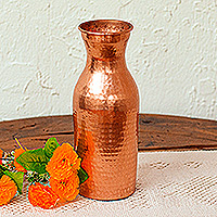 Copper carafe, 'Purépecha Legacy' - Hand Crafted Copper Carafe
