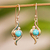 Turquoise dangle earrings, 'Flux' - Taxco Silver and Turquoise Dangle Earrings from Mexico (image 2) thumbail