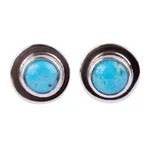 Turquoise stud earrings, 'Pride of Taxco' - Natural Turquoise Stud Earrings