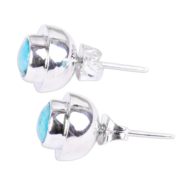 Turquoise stud earrings, 'Pride of Taxco' - Natural Turquoise Stud Earrings