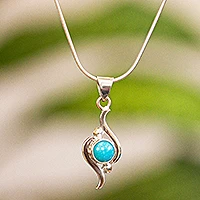 Taxco silver and turquoise pendant necklace, 'Flux'