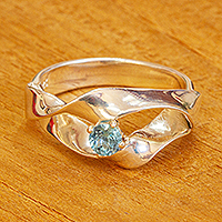 Featured review for Blue topaz solitaire ring, Deepness