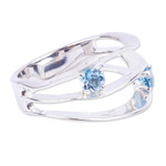 Blue topaz cocktail ring, 'Consonance' - Blue Topaz Sterling Silver Cocktail Ring from Mexico