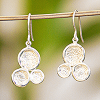 Sterling silver dangle earrings, 'Lunar Orbs'