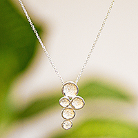 Sterling silver necklace, 'Lunar Orbs Cluster' - Silver Textured Orb Cluster Pendant Necklace from Mexico