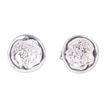 Sterling silver stud earring, 'Lunar Globes' - 925 Sterling Silver Moon Texture Stud Earrings from Mexico
