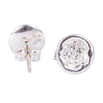 Sterling silver stud earring, 'Lunar Globes' - 925 Sterling Silver Moon Texture Stud Earrings from Mexico