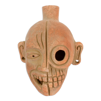 Day of the Dead Themed Ceramic Whistle From Mexico