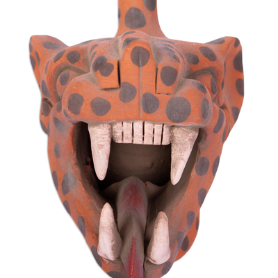 Silbato de cerámica - Silbato de cerámica en forma de cabeza de jaguar salvaje