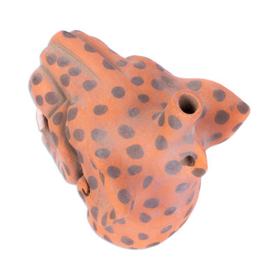 Silbato de cerámica - Silbato de cerámica en forma de cabeza de jaguar salvaje