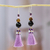 Agate and tiger's eye tassel earrings, 'Playful Purple' - Handcrafted Agate & Tigers Eye Beaded Purple Tassel Earrings thumbail