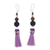 Agate and tiger's eye tassel earrings, 'Playful Purple' - Handcrafted Agate & Tigers Eye Beaded Purple Tassel Earrings (image 2a) thumbail