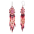 Beaded rose quartz waterfall earrings, 'Star Showers' - Handcrafted Rose Quartz and Seed Bead Waterfall Earrings