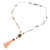 Multi-gemstone beaded Y-necklace, 'Honeyed Peach' - Handcrafted Beaded Tiger's Eye & Quartz Tassel Necklace