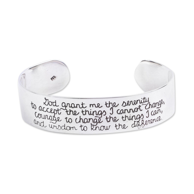UNICEF Market  Inspirational Thoughts Taxco Sterling Silver Cuff