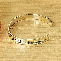Sterling silver cuff bracelet, 'Be True to You'