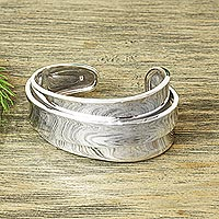 Sterling silver cuff bracelet, 'Liquid Asset' - Modern Sterling Silver Cuff Bracelet