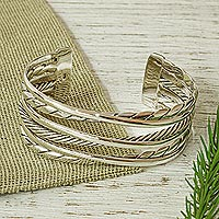 Sterling silver cuff bracelet, 'Taxco Twist' - Hand Crafted Sterling Cuff Bracelet