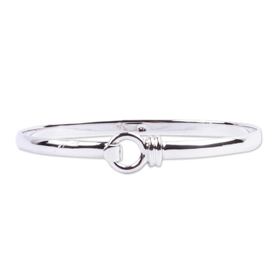 Sterling silver bangle bracelet, 'Discreet Embrace' - Modern Mexican Sterling Silver Bangle Bracelet from Taxco