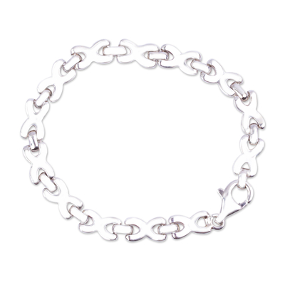 Sterling silver bracelet, 'Silver Seas' - Taxco Silver Cable Chain Bracelet from Mexico