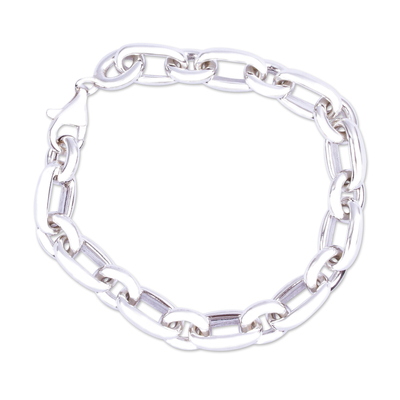 Taxco Silver Oversized Chain Link Bracelet from Mexico