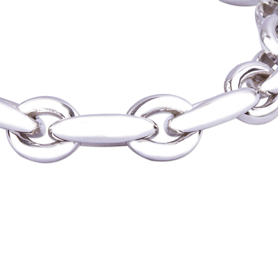Sterling silver link bracelet, 'Silver Moonglow' - Taxco Silver Oversized Chain Link Bracelet from Mexico