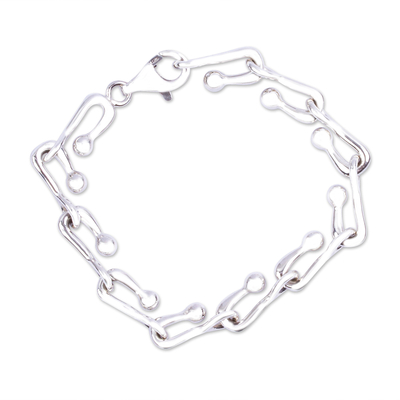Taxco Silver Hook Chain Link Bracelet from Mexico