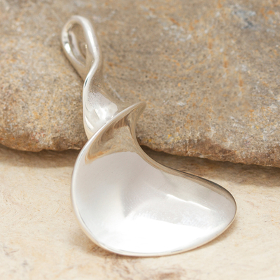 Sterling silver pendant, 'Smooth Sailing' - Curved Sterling Silver Pendant