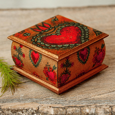 Deko-Box aus Decoupage-Holz - Deko-Box mit Herz-Jesu-Motiv