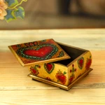 Decoupage wood decorative box, 'Tonala Sacred Heart' - Sacred Heart Motif Decorative Box