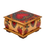 Decoupage wood decorative box, 'Tonala Sacred Heart' - Sacred Heart Motif Decorative Box