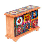 Decoupage wood jewelry chest, 'Milagritos' - Handmade Decoupage Jewelry Chest
