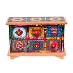 Decoupage wood jewelry chest, 'Milagritos' - Handmade Decoupage Jewelry Chest