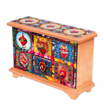 Decoupage wood jewelry chest, 'Milagritos' - Handmade Decoupage Jewelry Chest