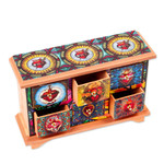 Decoupage wood jewelry chest, 'Milagritos' - Handmade Decoupage Jewelry Chest