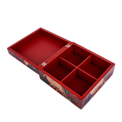 Caja decorativa de madera decoupage - Caja decorativa de decoupage de arte popular